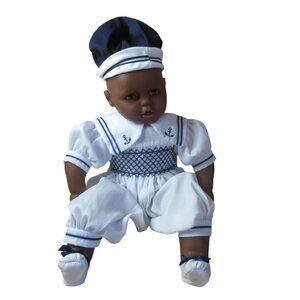 Lissi Doll African American Boy in Sailor Suit 21" Tall Vintage
